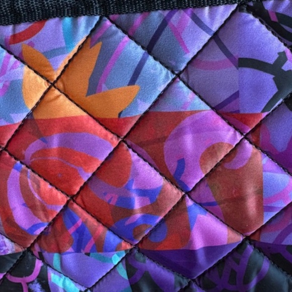 DOLCEZZA large quilted fabric travel bag multicolour purple with shoulder strap - Picture 14 of 16